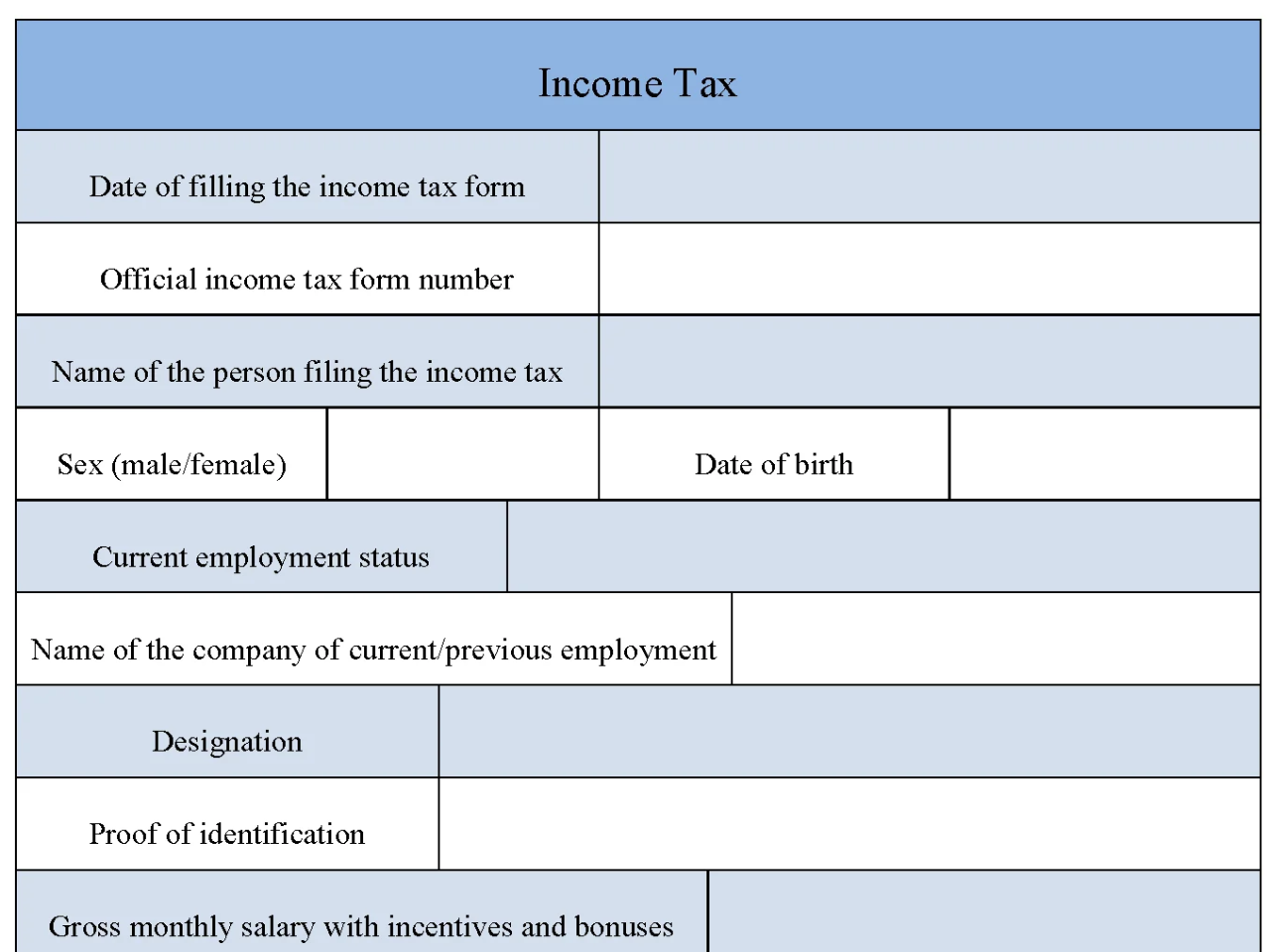 Income Tax Form