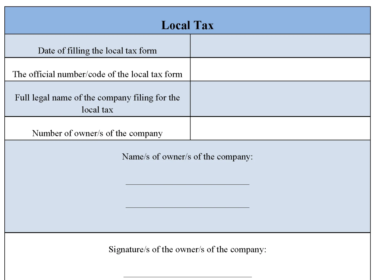 Local Tax Form