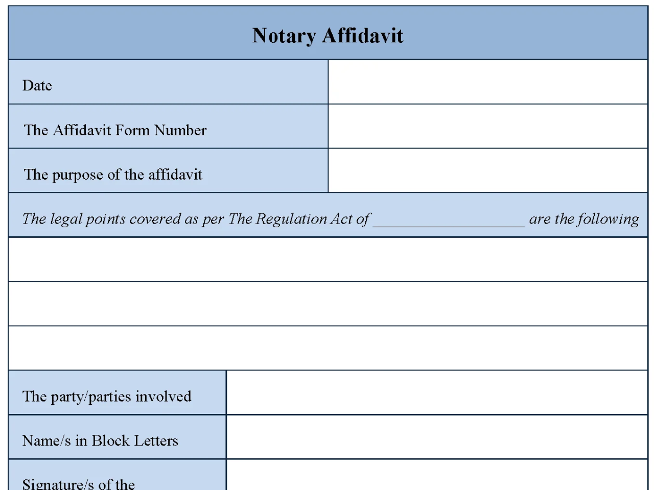 Notary Affidavit Form