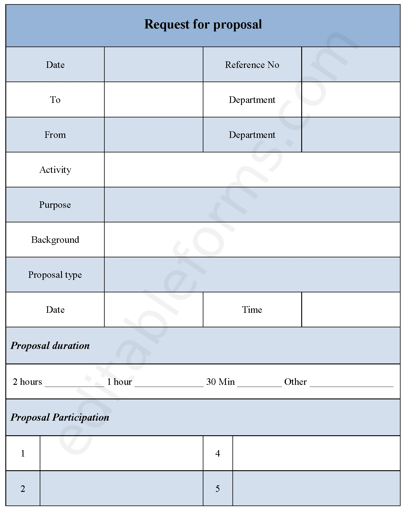 Request For Proposal Fillable PDF Template