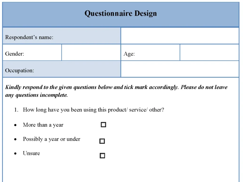 Questionnaire Design Template