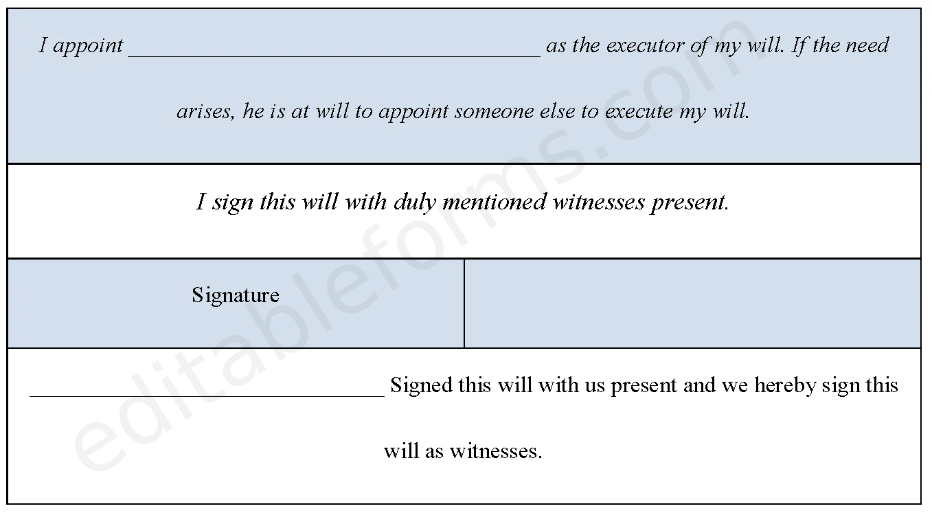 Canadian Will Fillable PDF Template