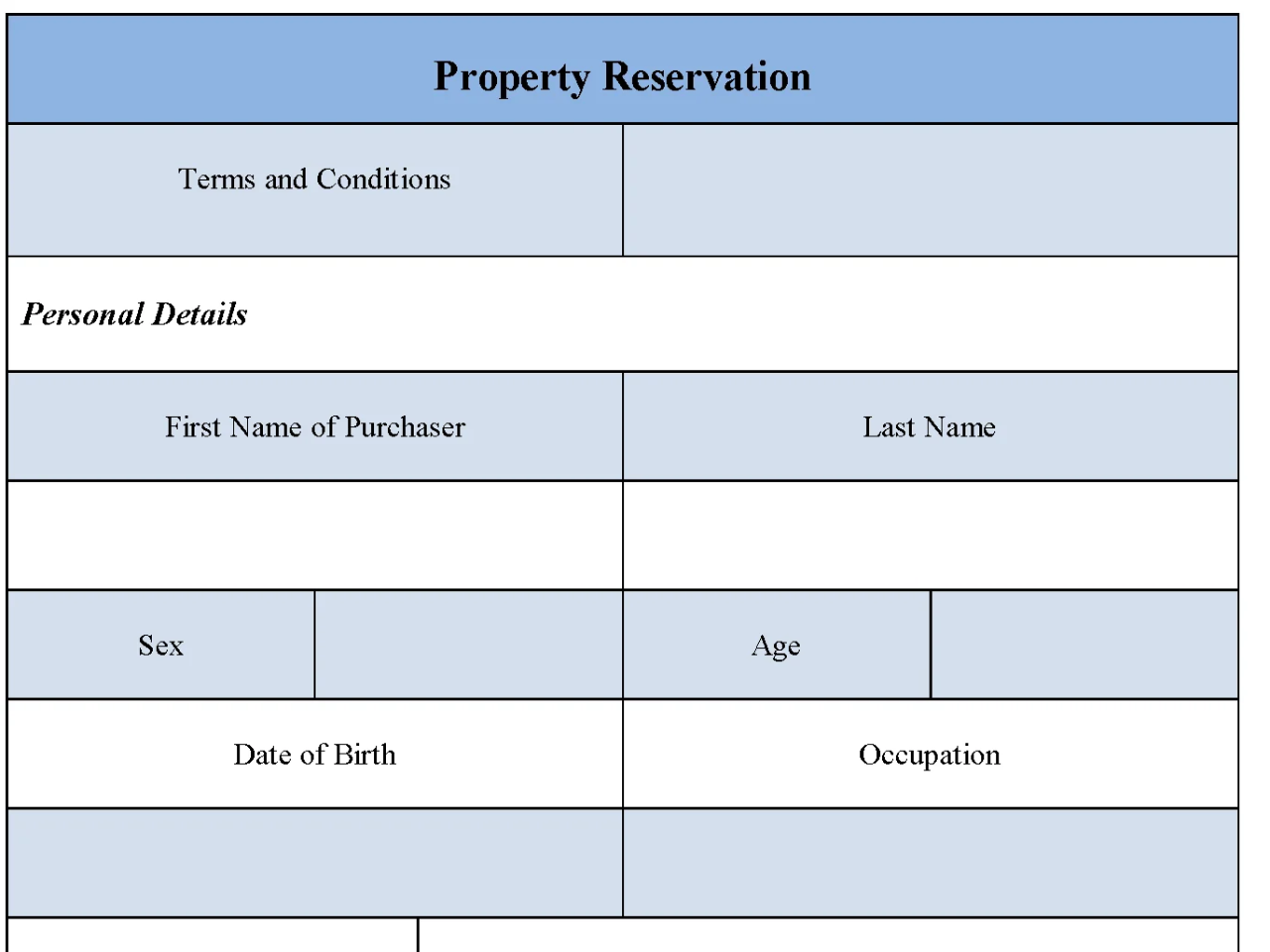 Property Reservation Form