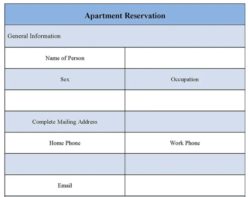 Apartment Reservation Form