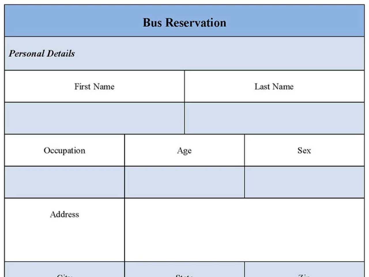 Bus Reservation Form