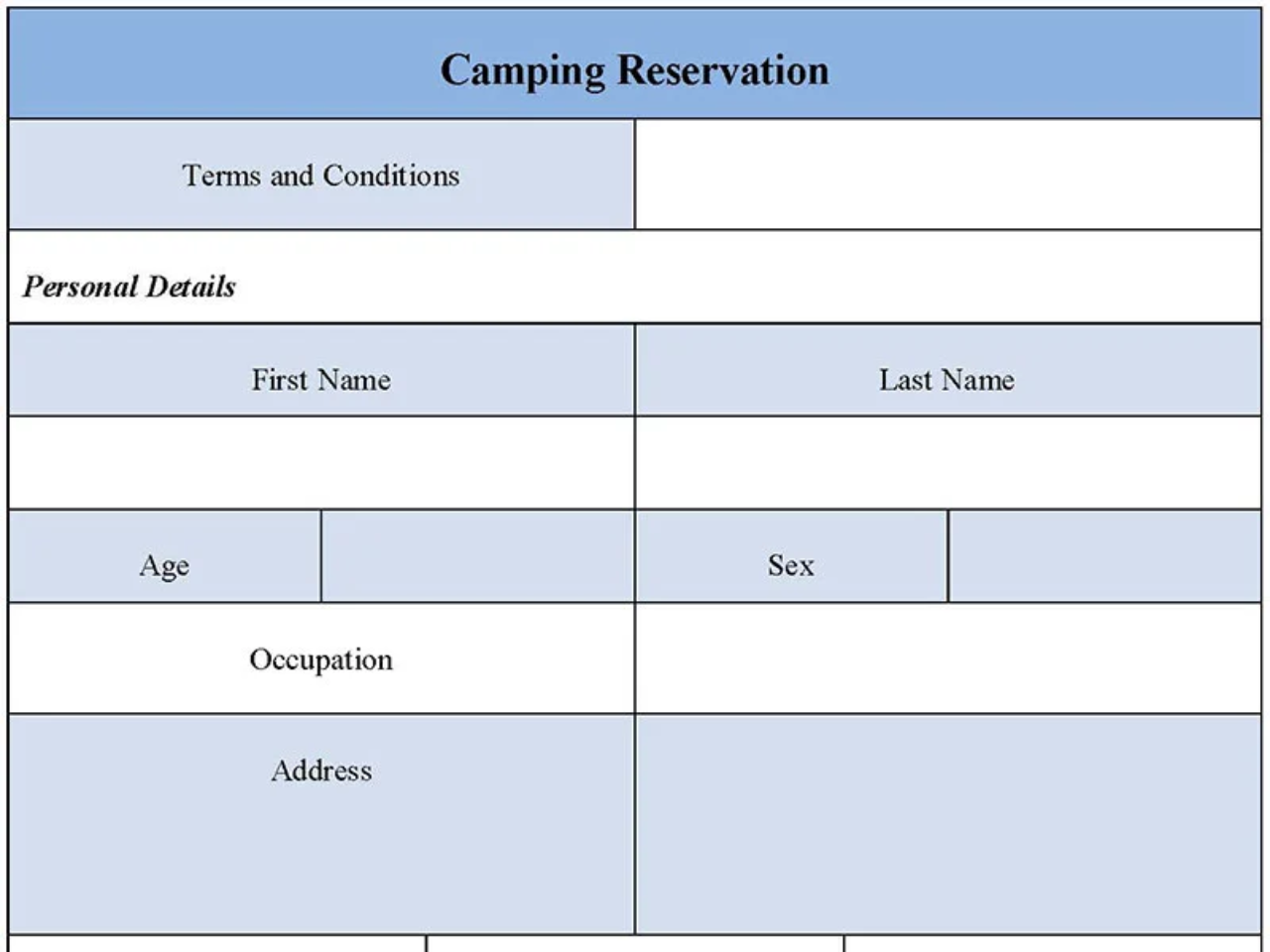 Camping Reservation Form