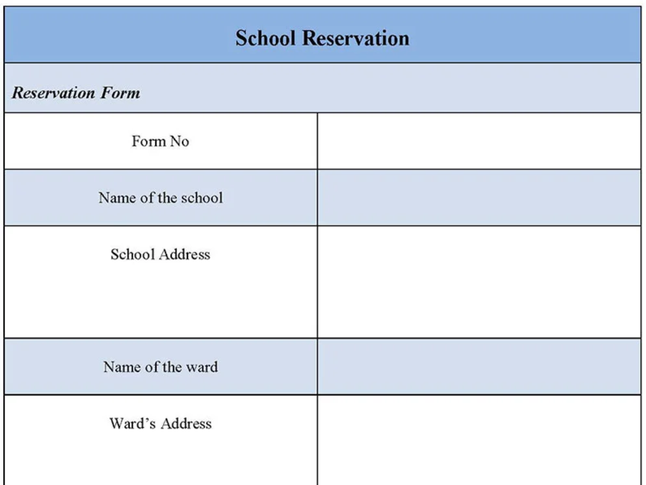 School Reservation Form