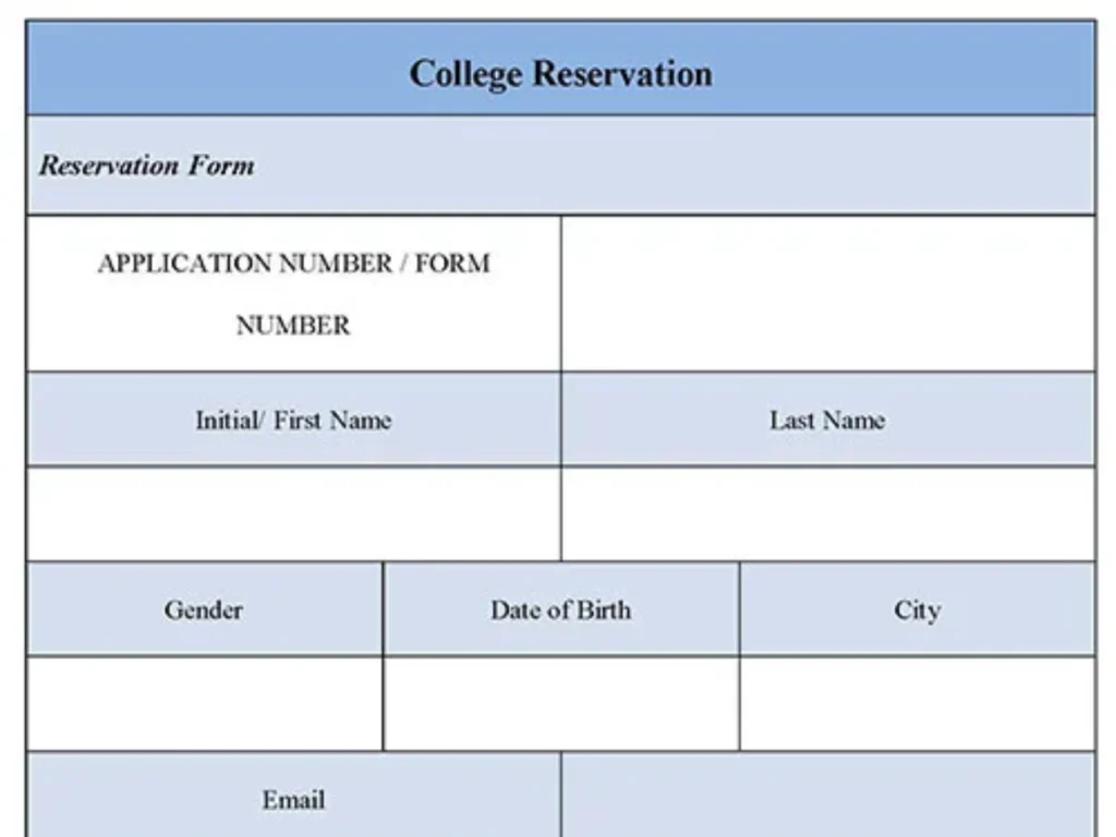 College Reservation Form