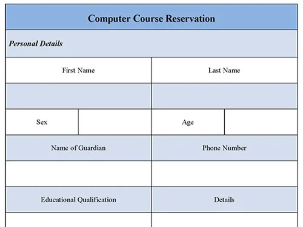 Computer Course Reservation Form