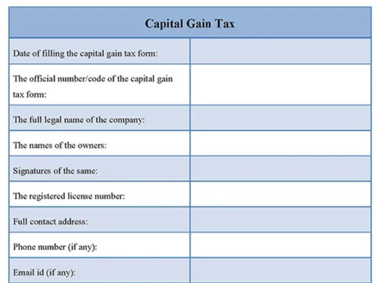 Capital Gain Tax Form