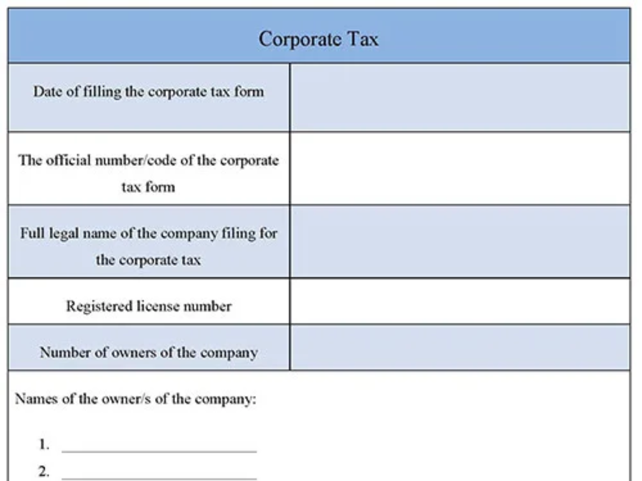 Corporate Tax Form