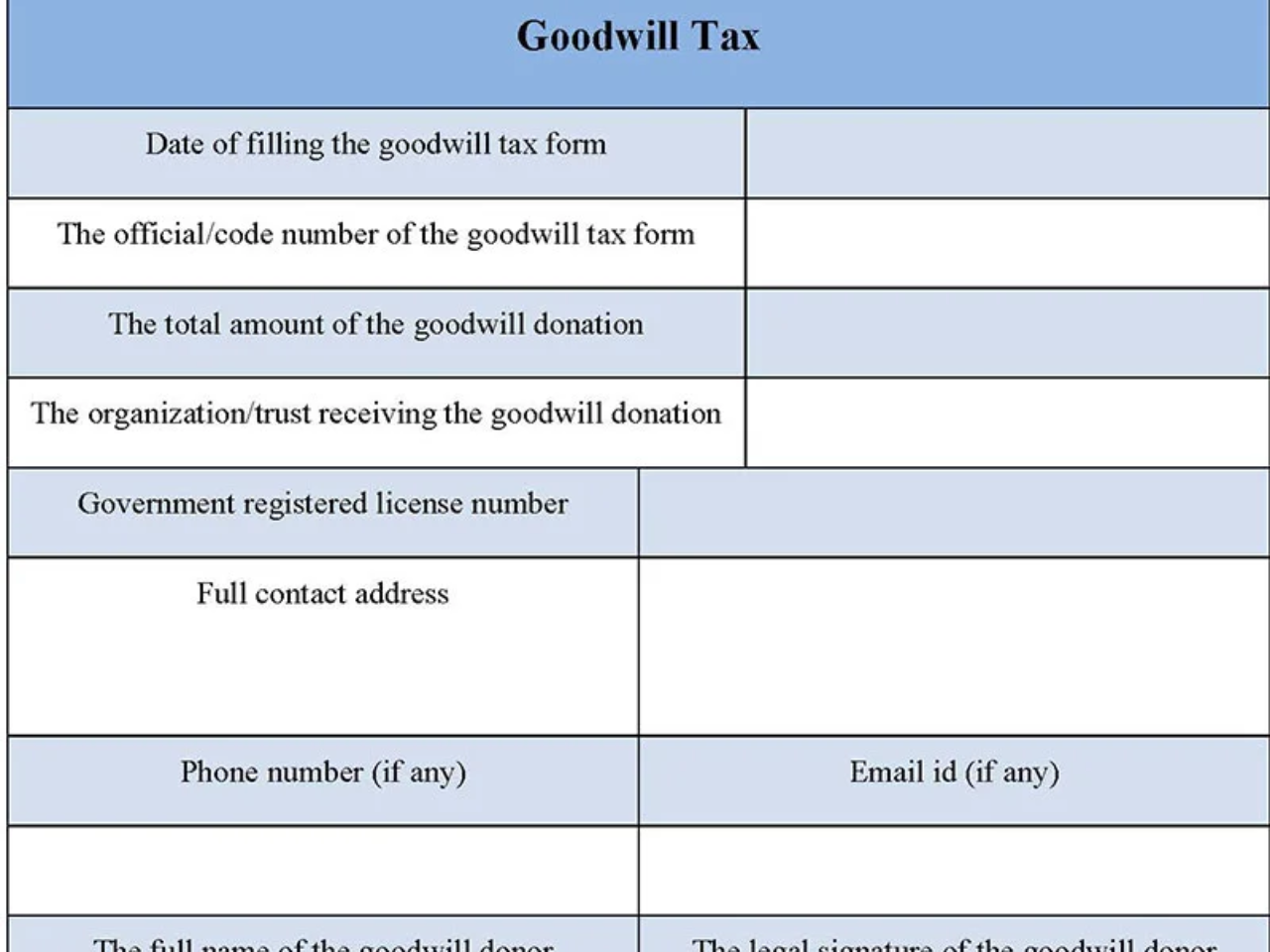 Goodwill Tax Form