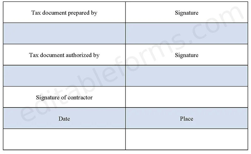 Independent Contractor Tax Fillable PDF Template