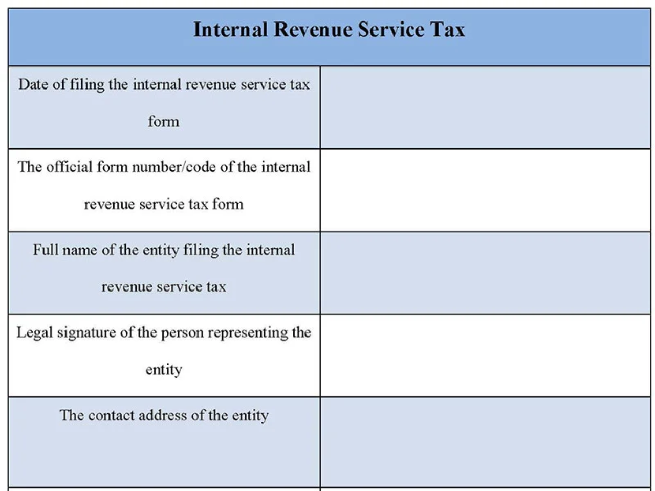 Internal Revenue Service Tax Form