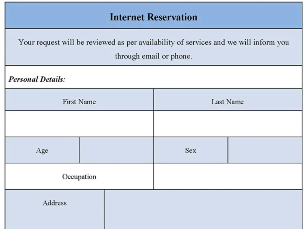 Internet Reservation Form