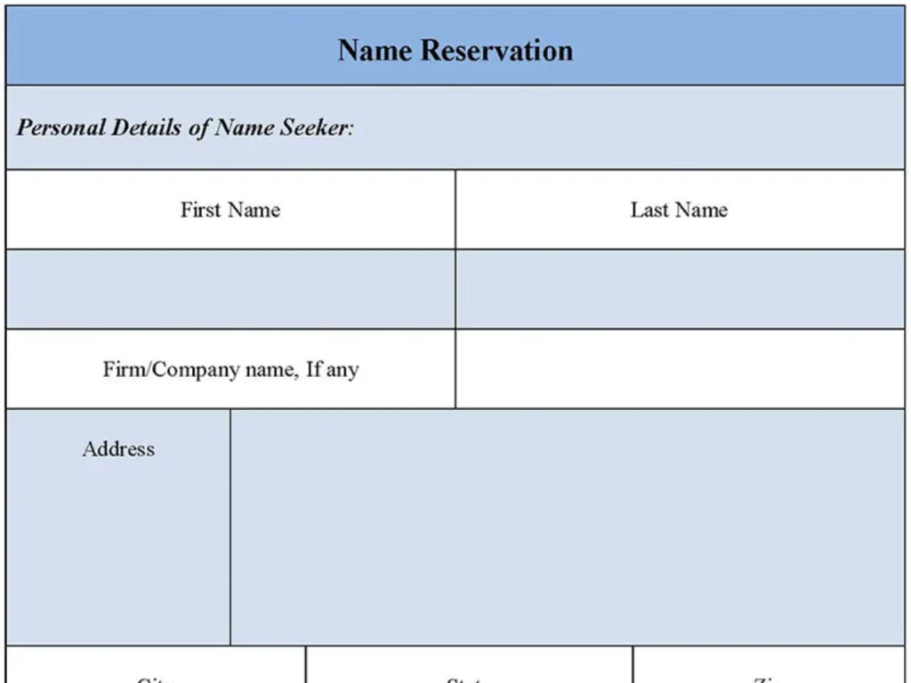 Name Reservation Form