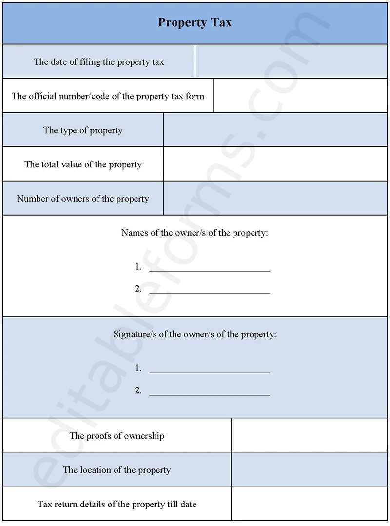 Property Tax Fillable PDF Template