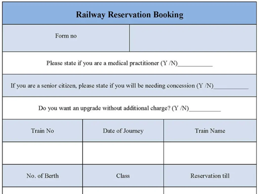 Railway Reservation Booking Form