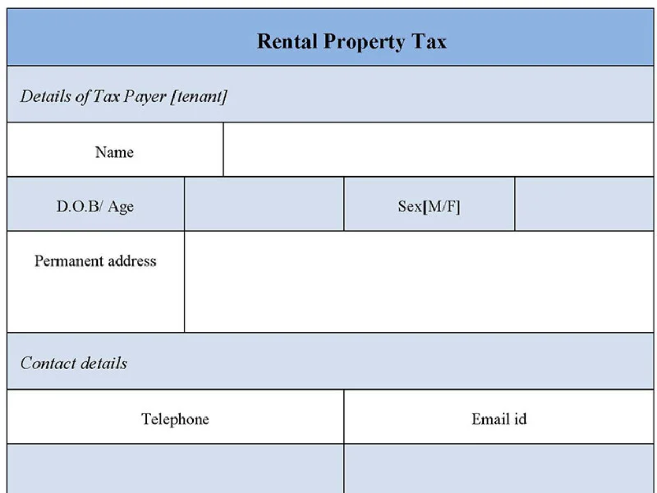 Rental Property Tax Form