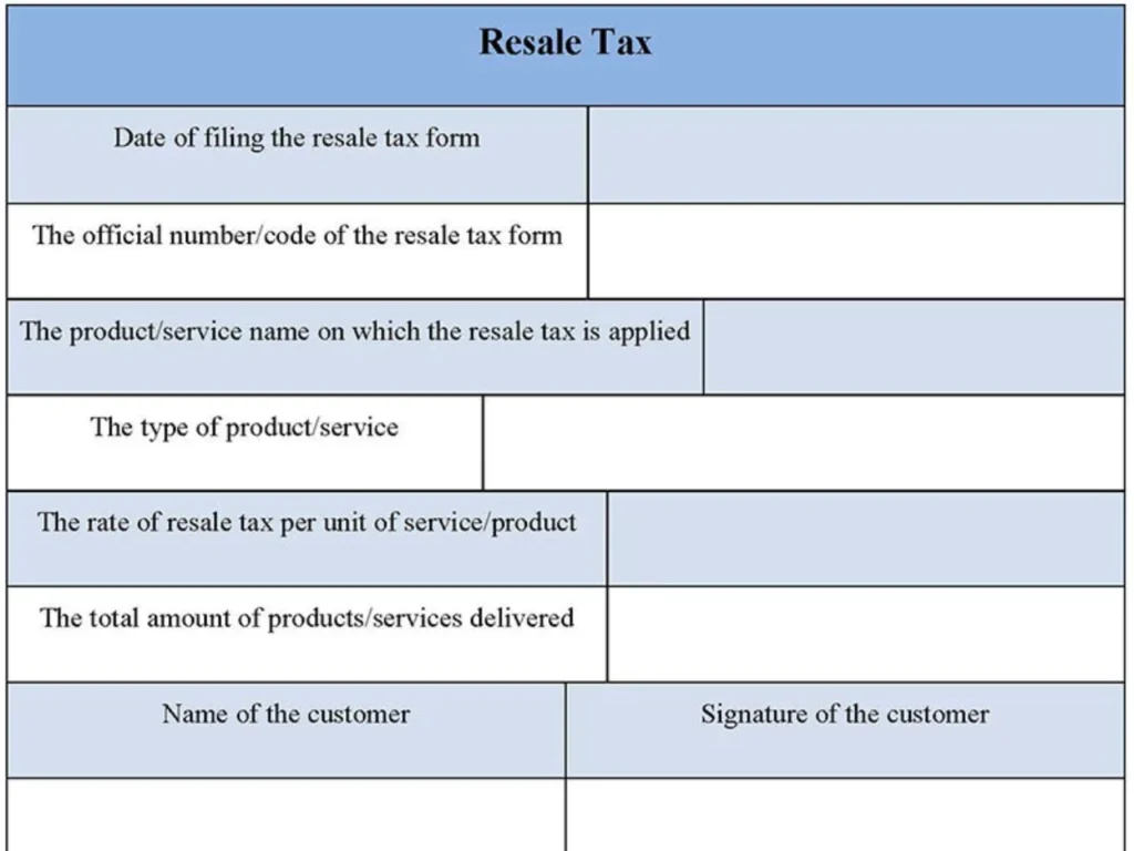Resale Tax Form
