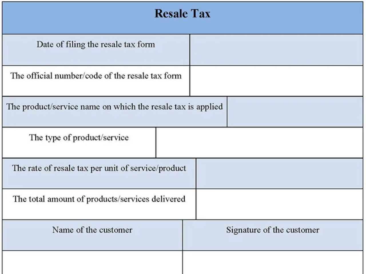 Resale Tax Form