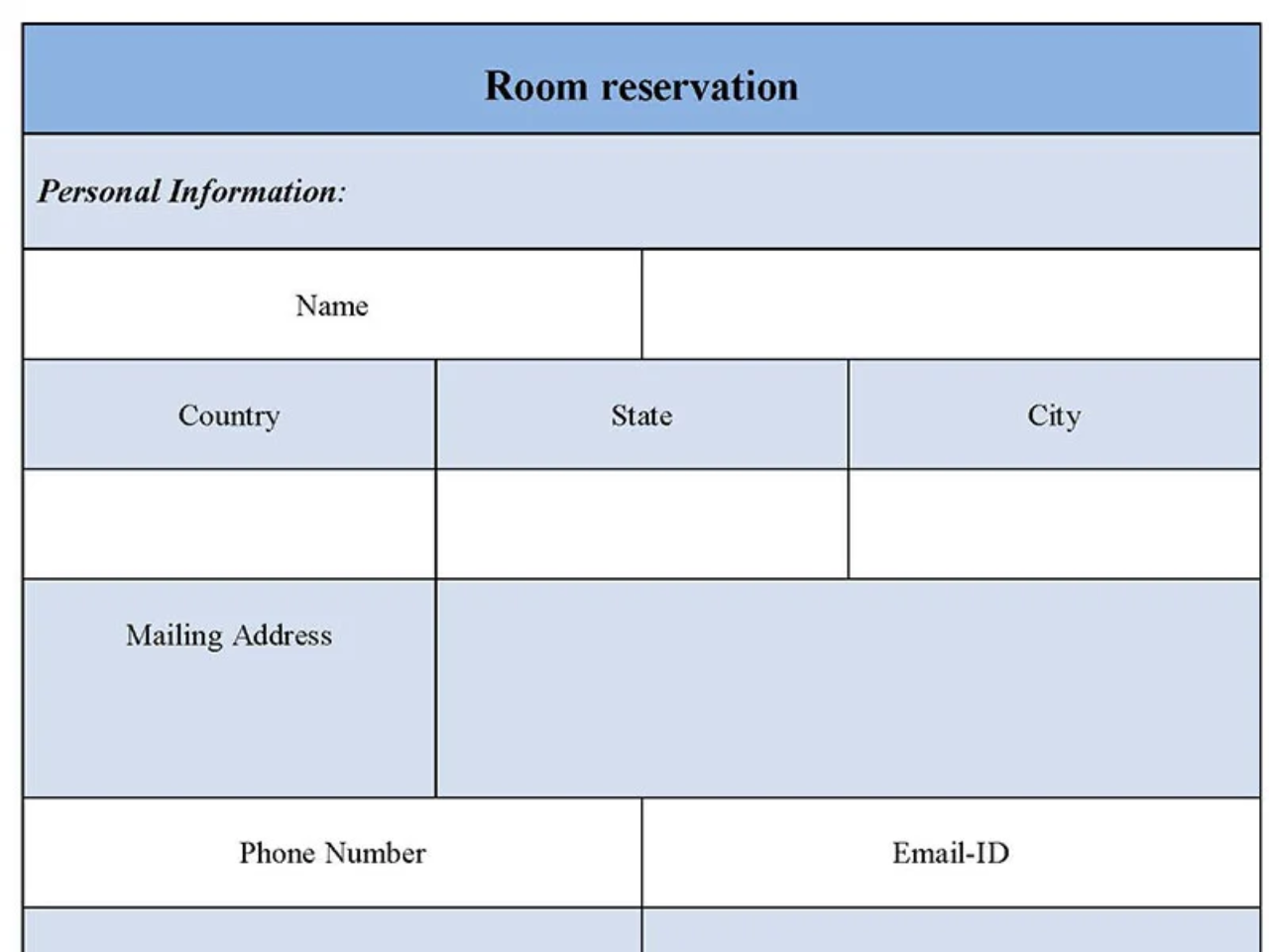Room Reservation Form