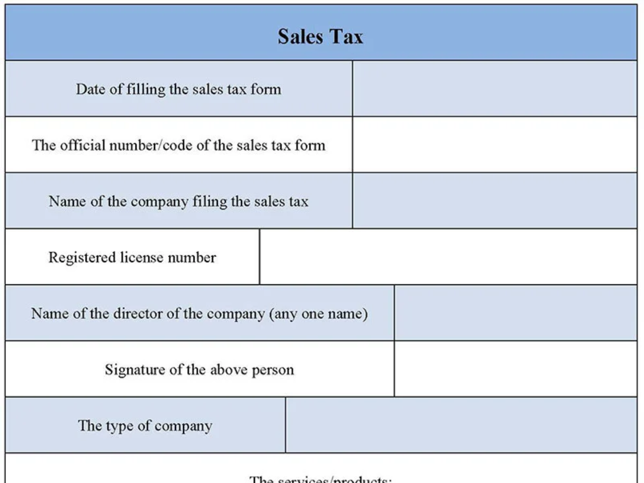 Sales Tax Form