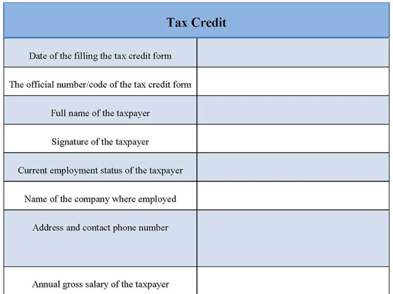 Tax Credit Form