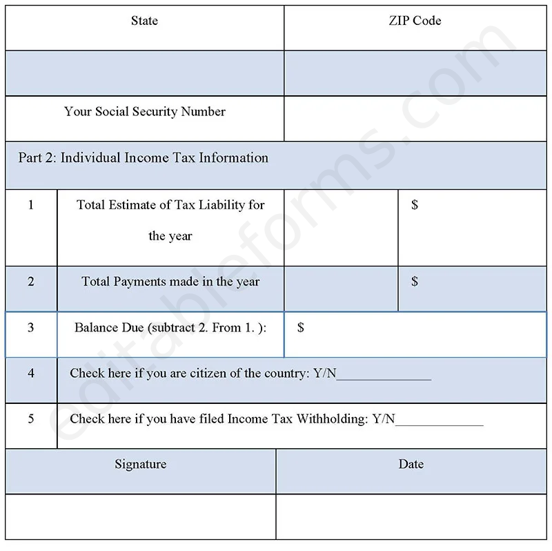 Tax Extension Fillable PDF Template
