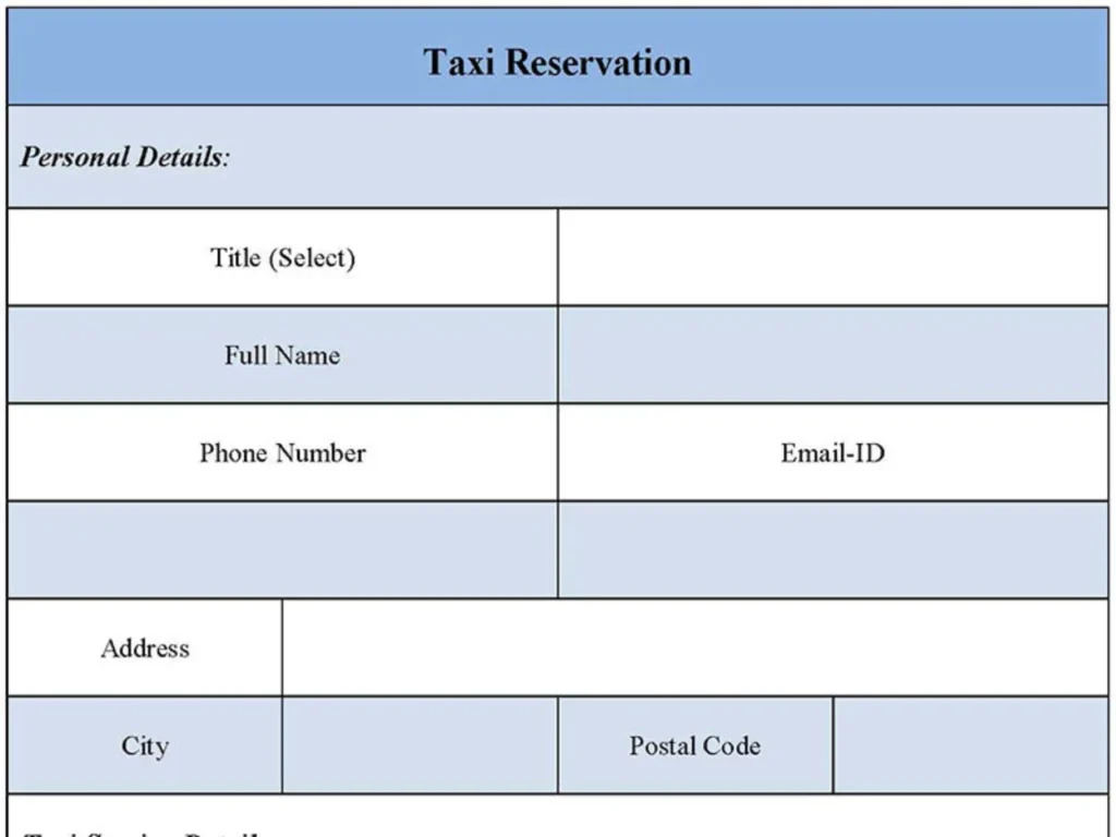 Taxi Reservation Form