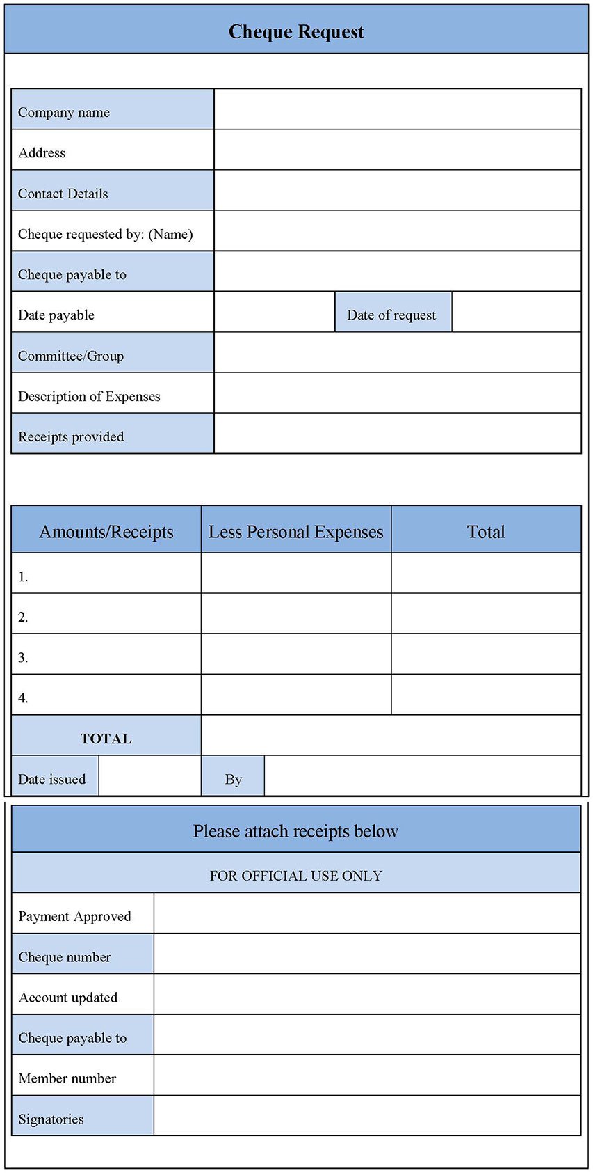 Cheque Request Form