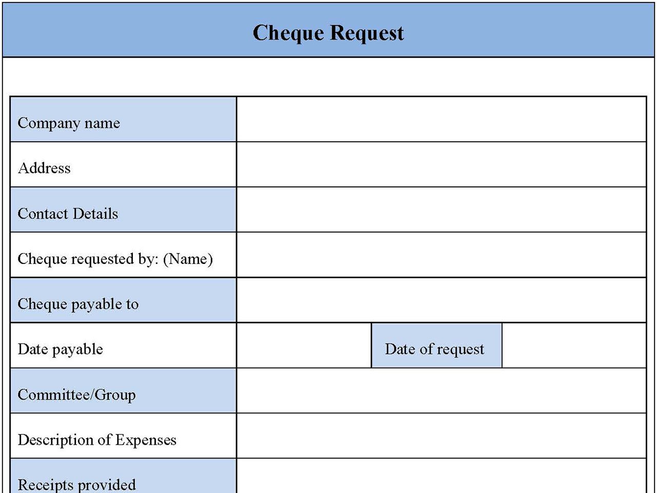 Cheque Request Form