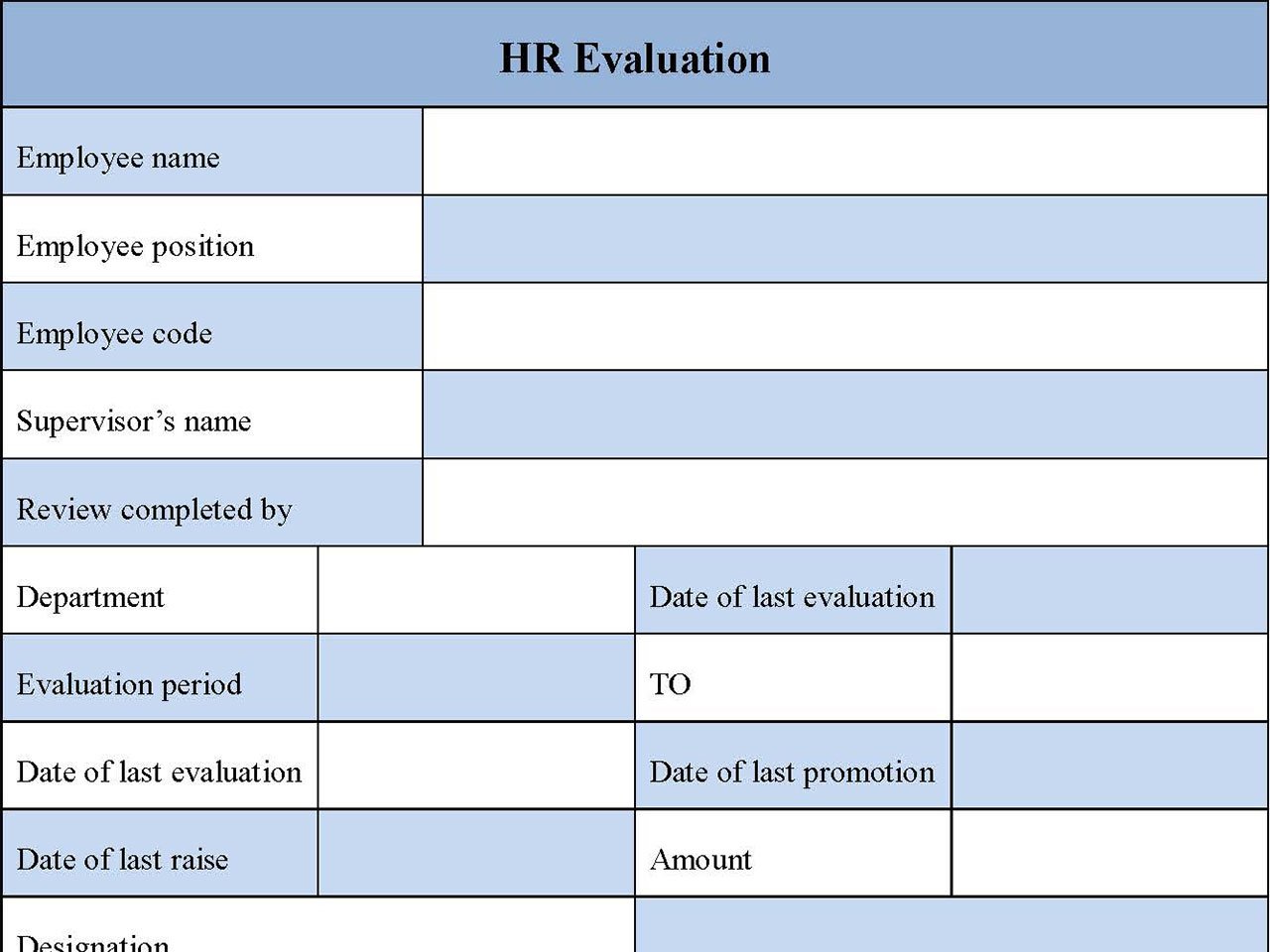 HR Evaluation Form