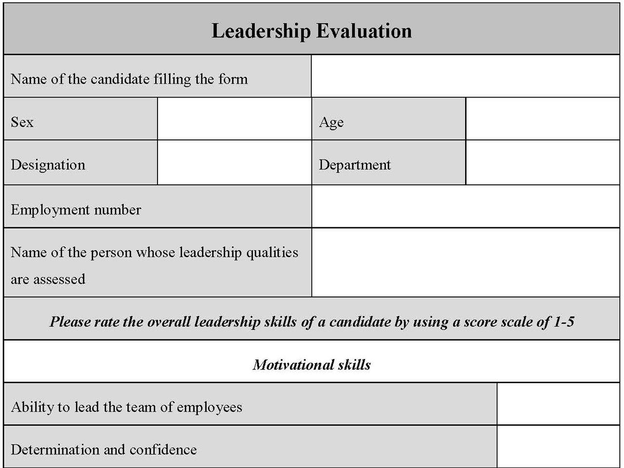 Leadership Evaluation Form