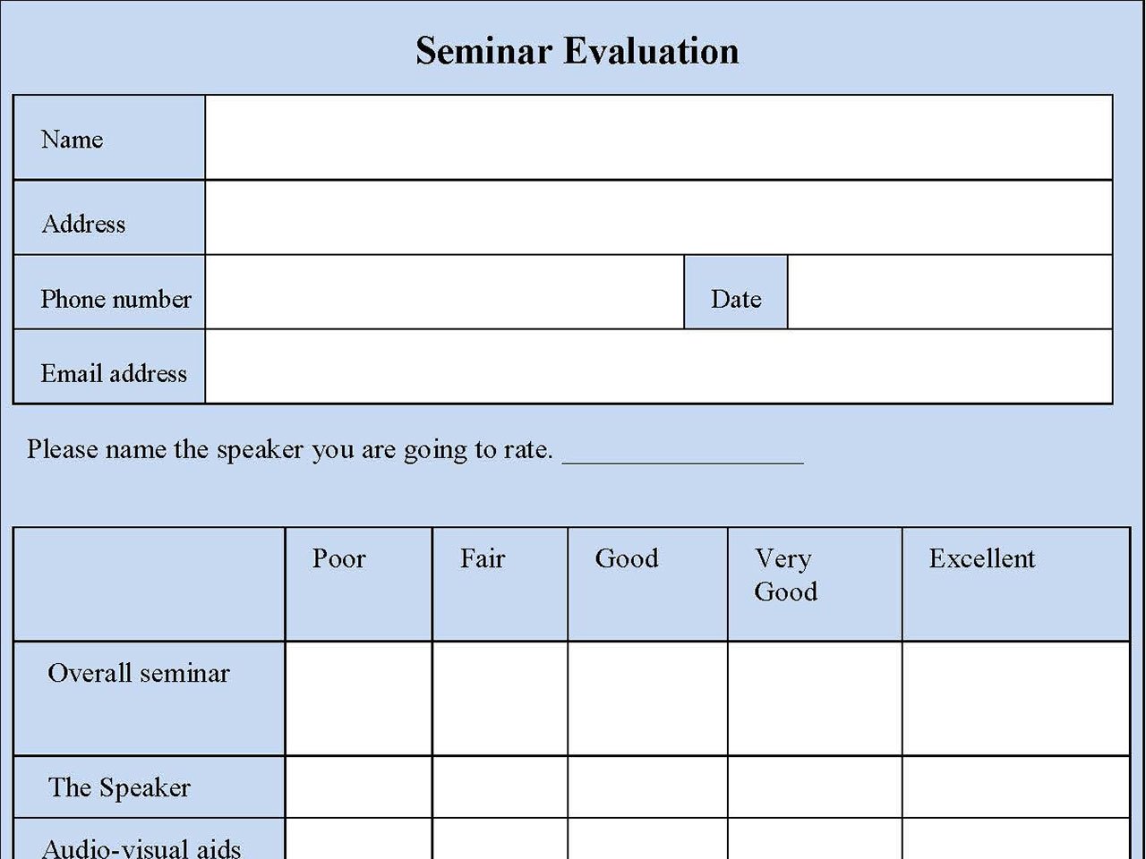 Seminar Evaluation Form