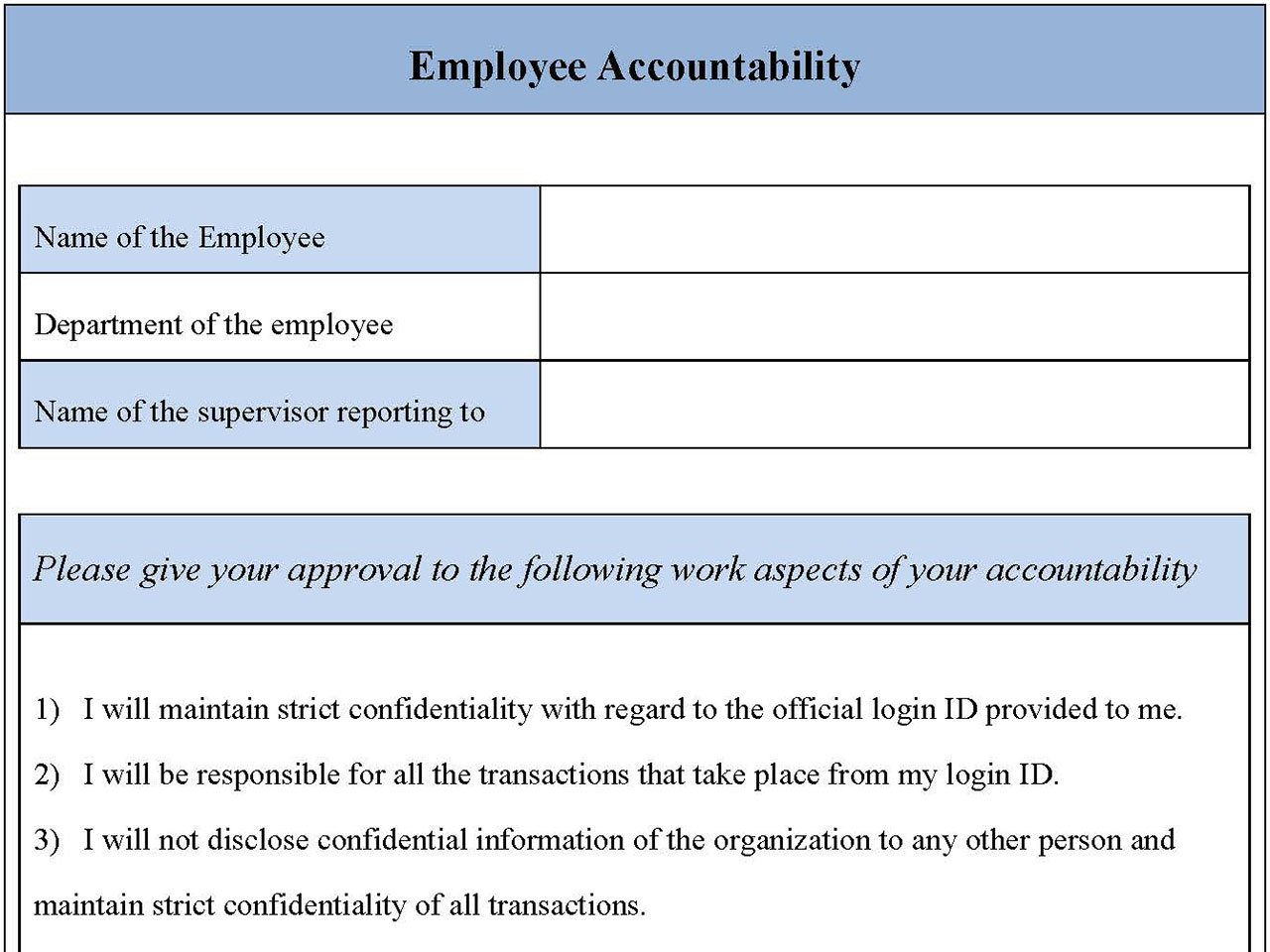 Employee Accountability Form