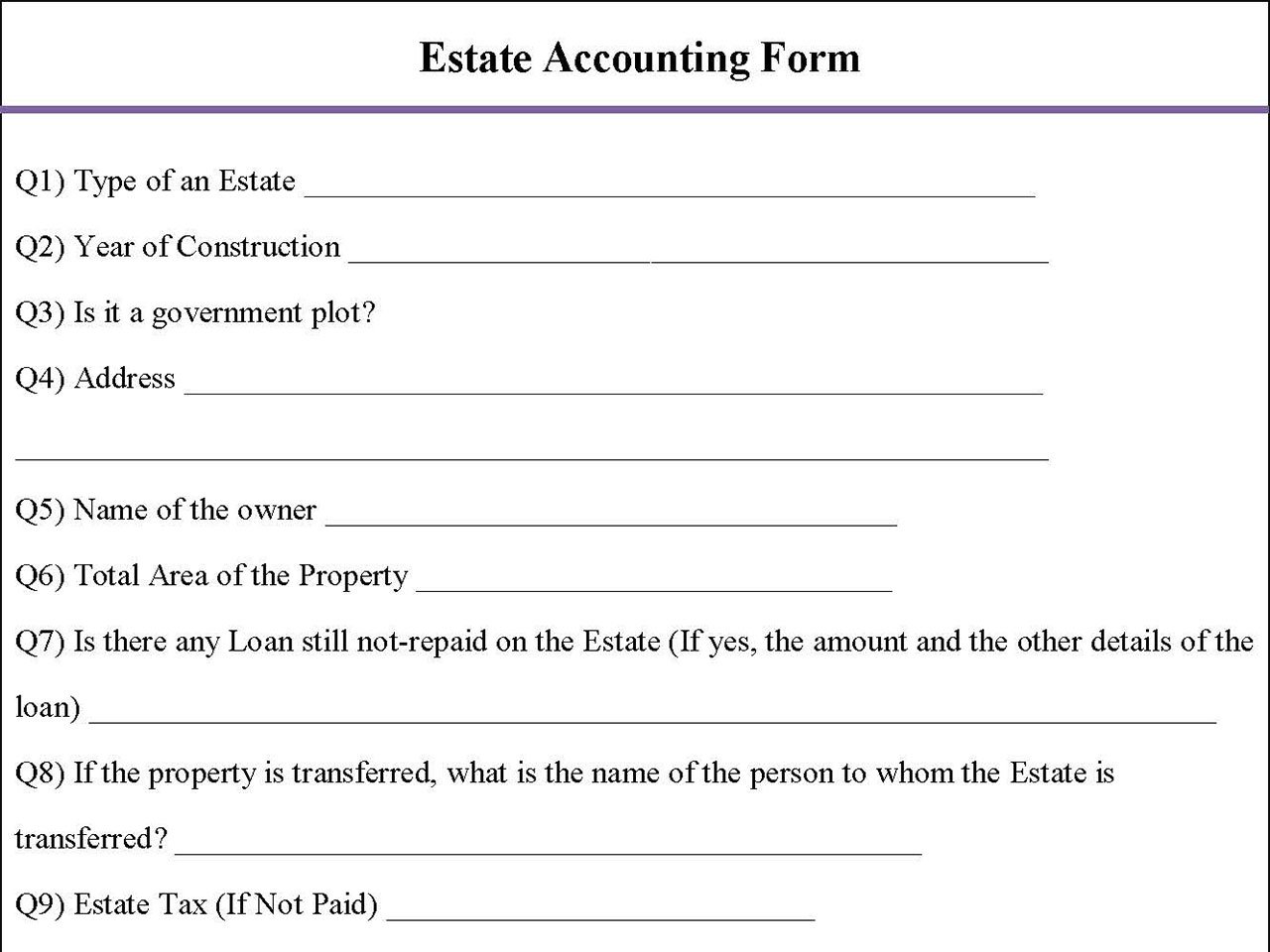 Estate Accounting Forms