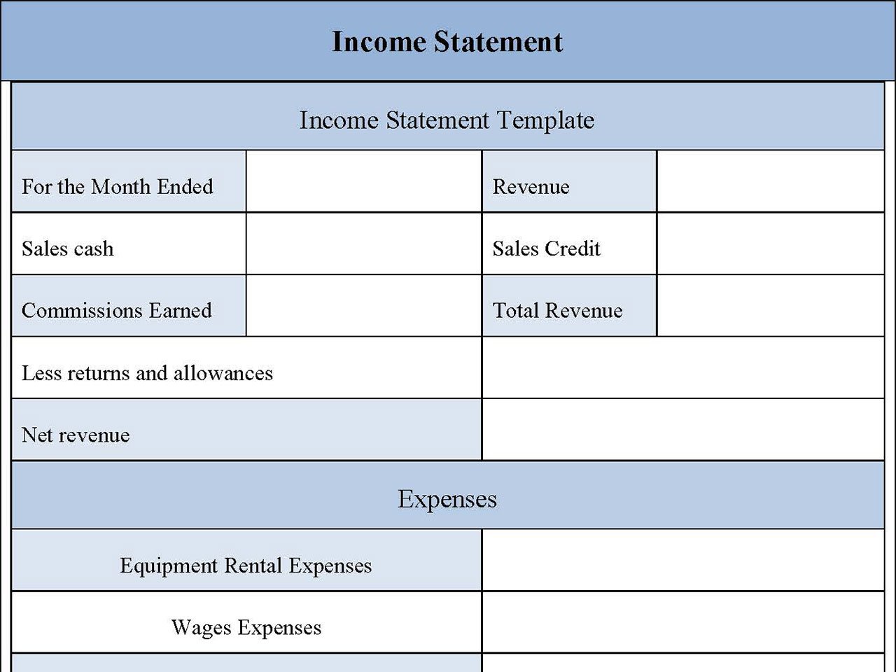 Income Statement Form