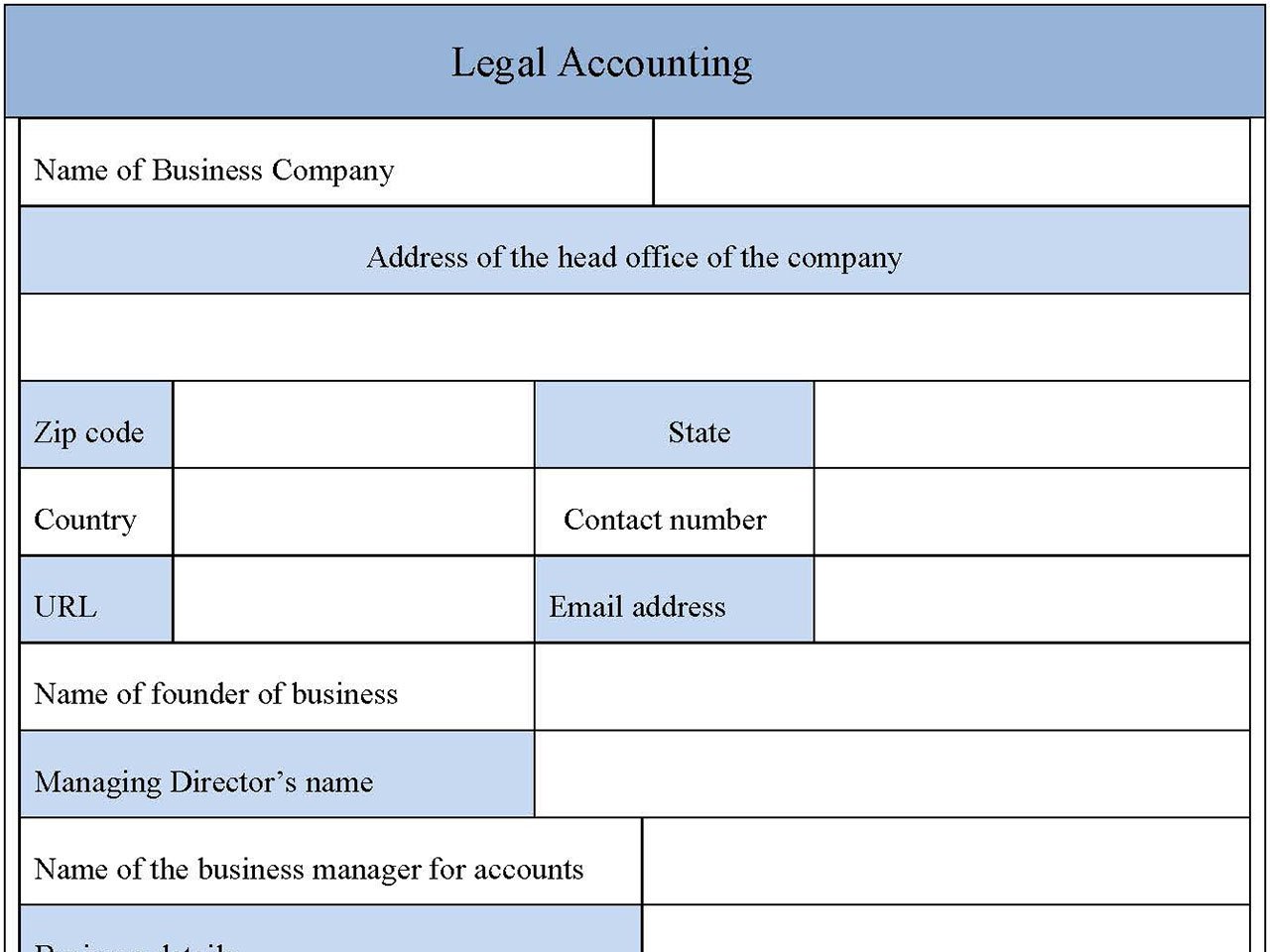 Legal Accounting Form