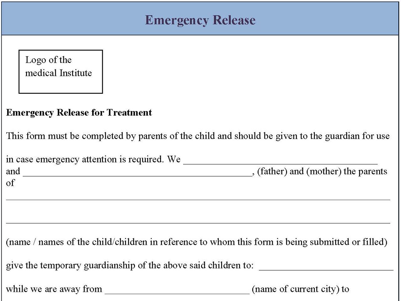 Emergency Release Form