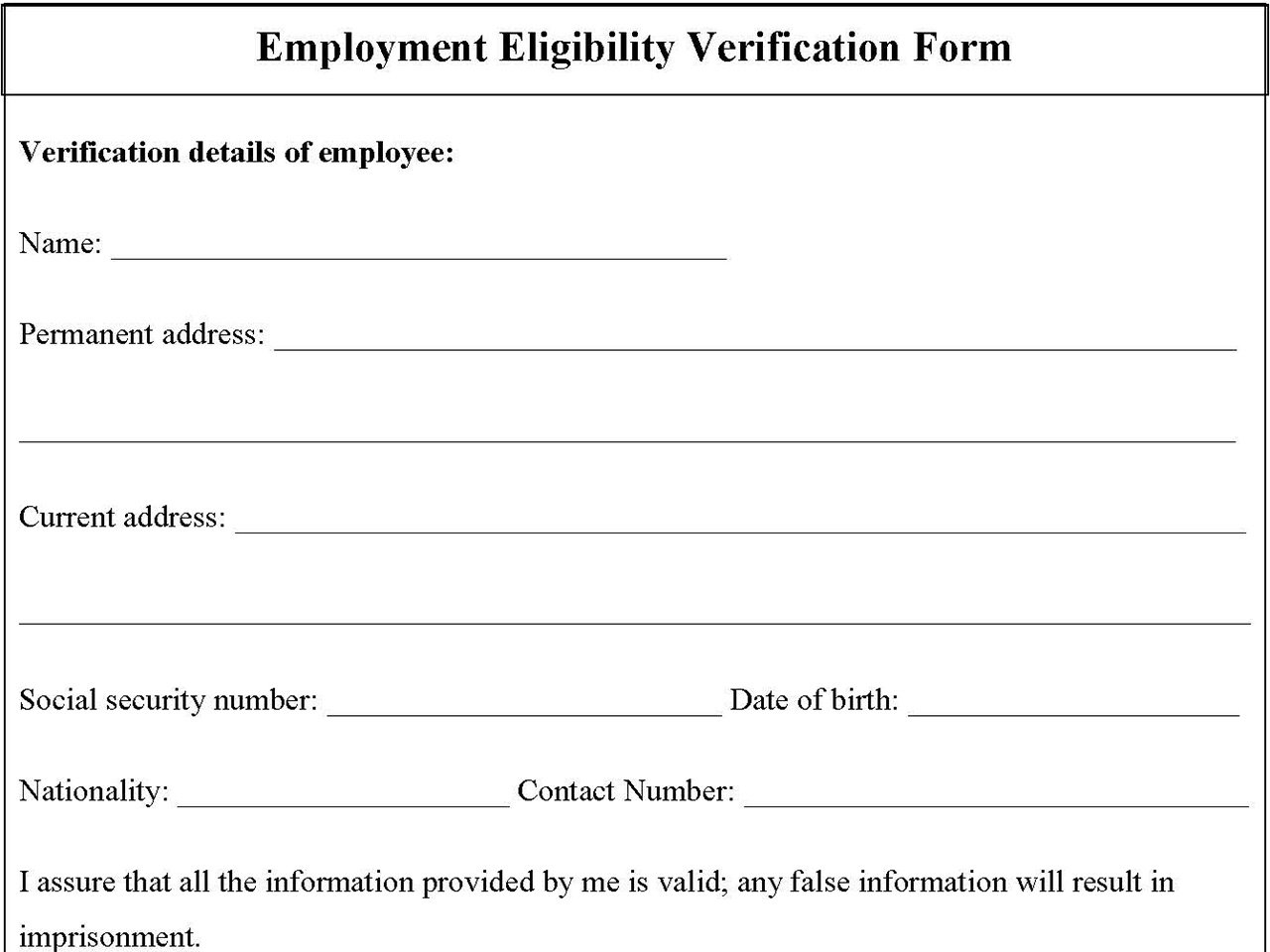 Employment Eligibility Verification Form