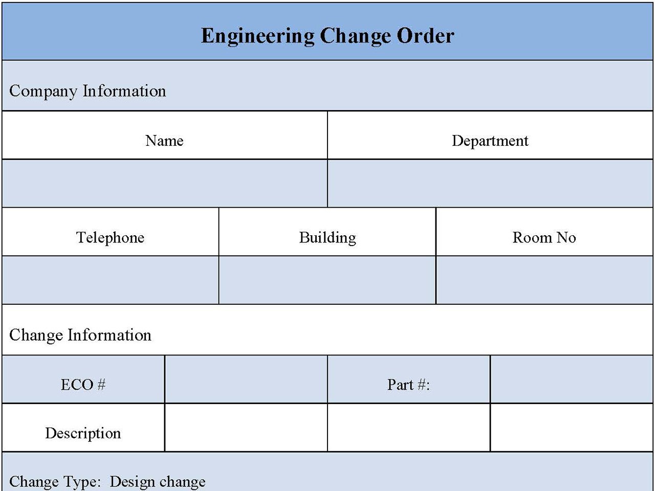 Engineering Change Order Form