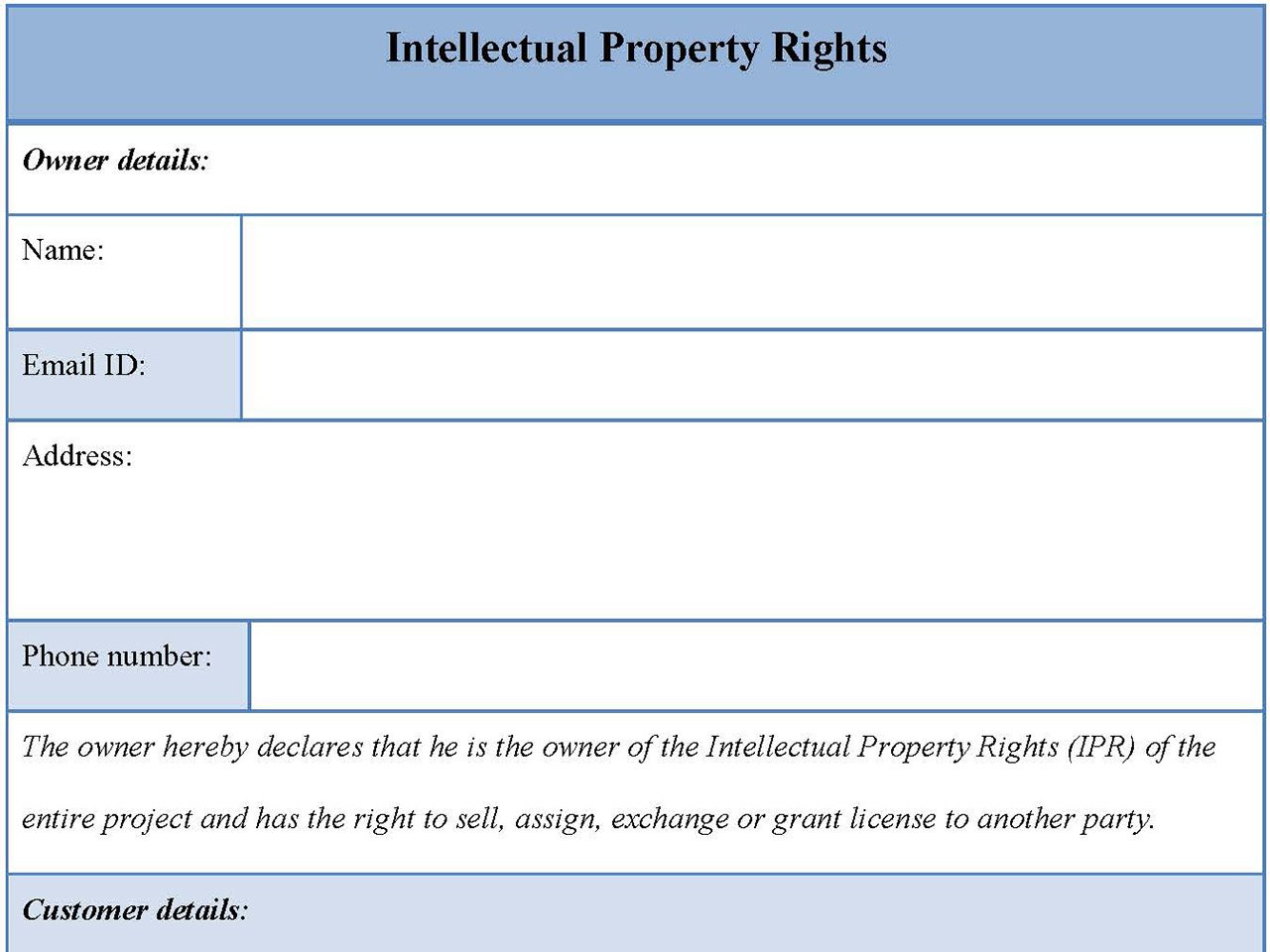 Intellectual Property Rights Form