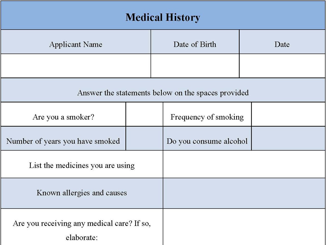 Medical History Form