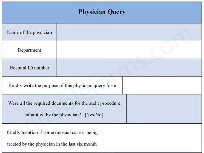 Physician Query Form PDF Physician Query Form PDF