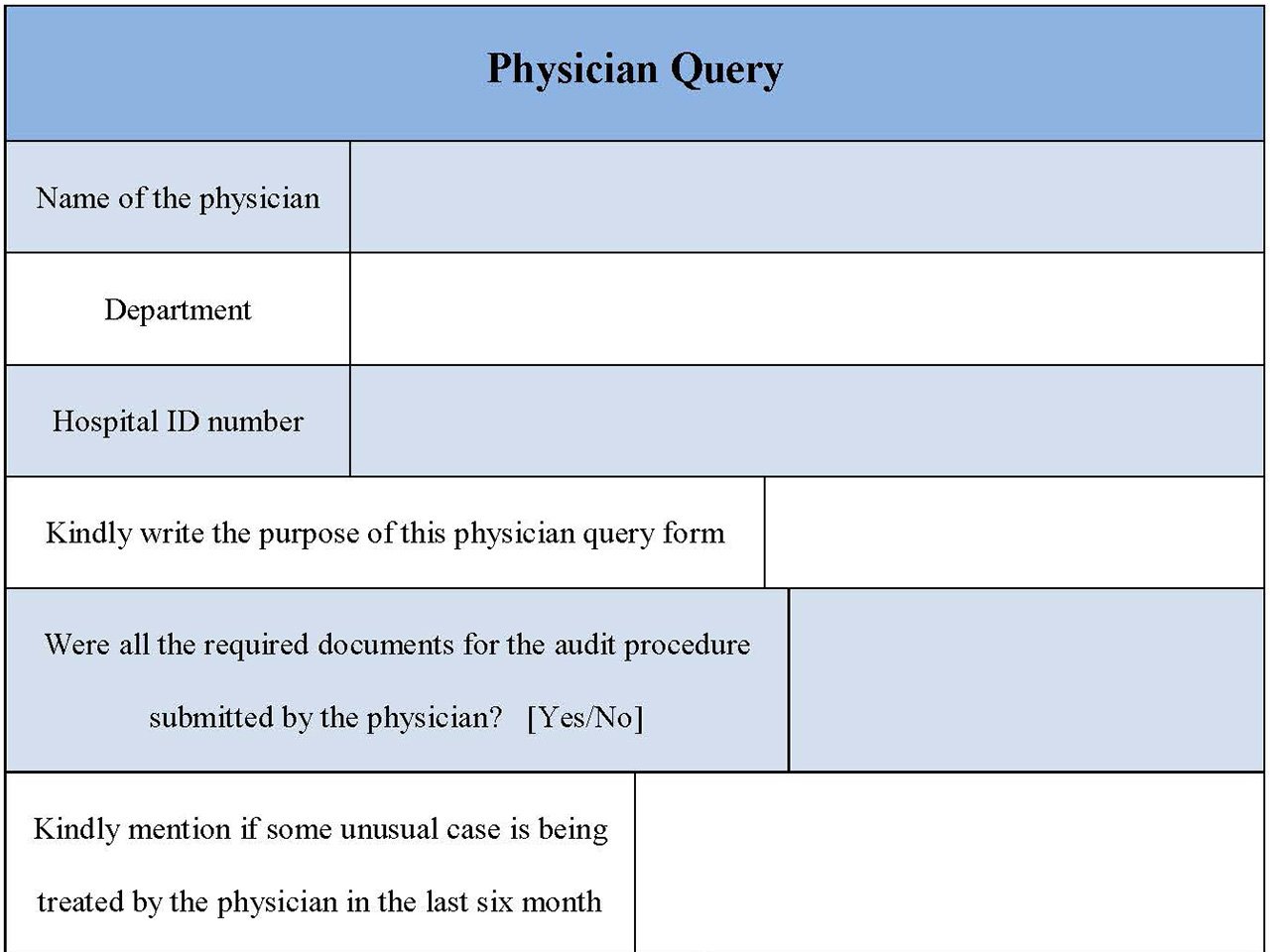 Physician Query Form