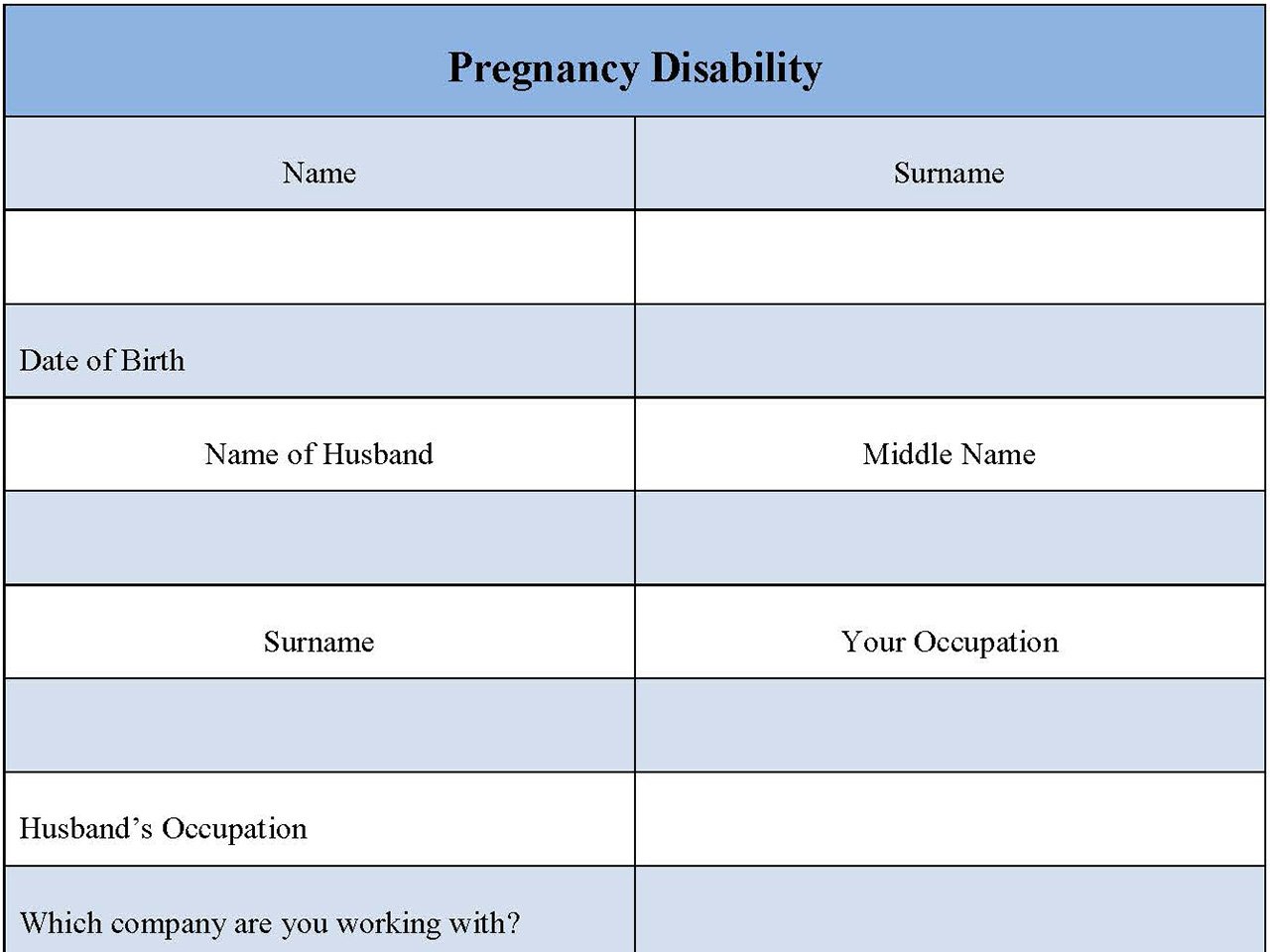 Pregnancy Disability Form