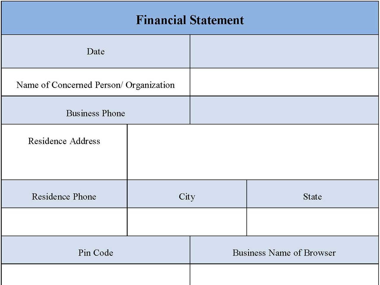 Financial Statement Form