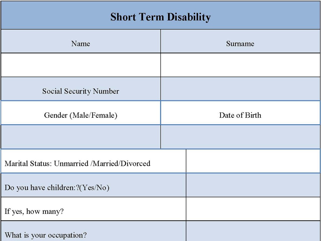 Short Term Disability Form