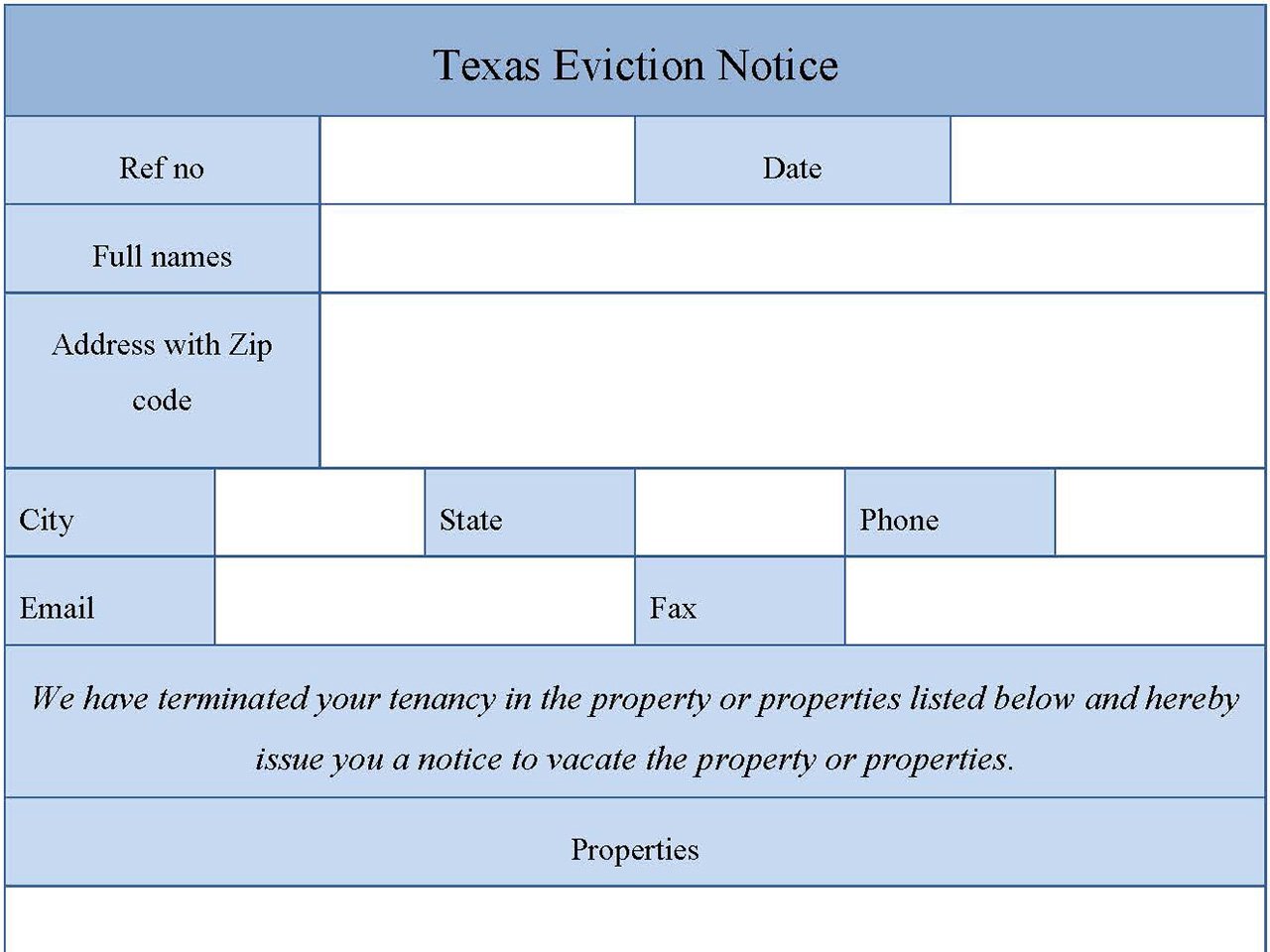 Texas Eviction Notice Form